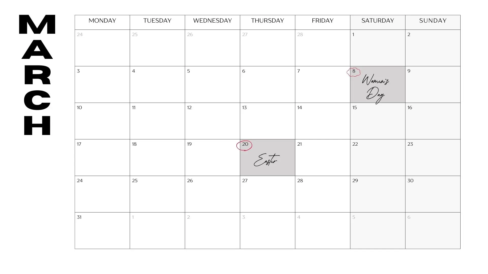 March 2025 Calendar pdf